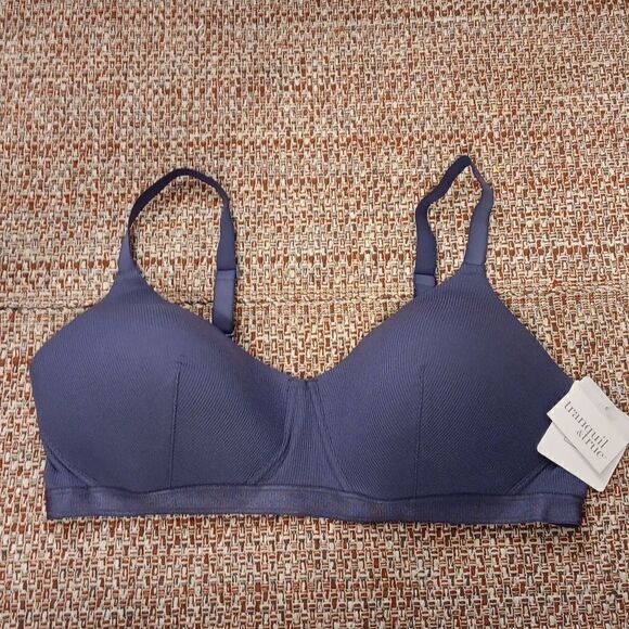 New Plus Size Women's Navy Blue Wirefree Bra Size Large New With Tags - Picture 1 of 6